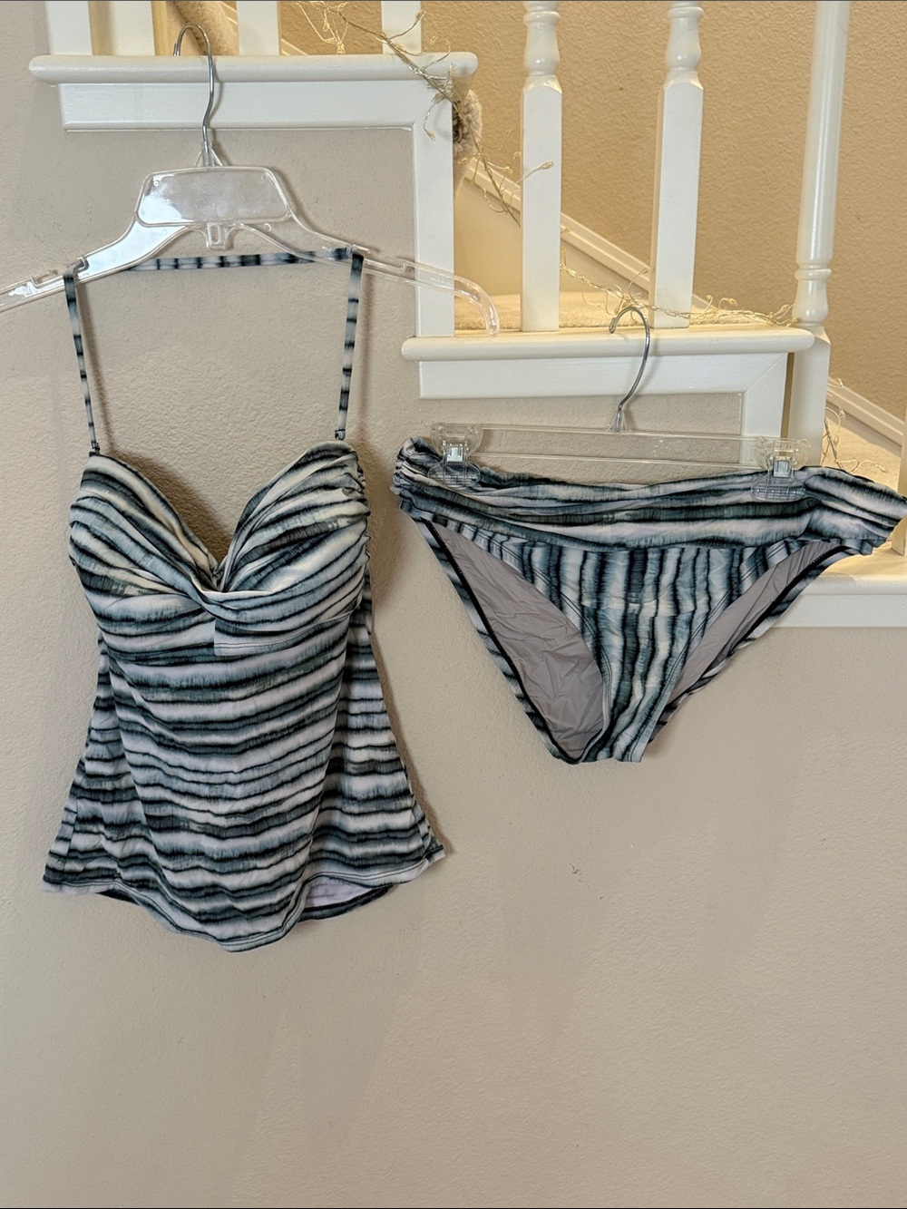 La Blanca Striped Tankini Set in Black & White - Women Swim